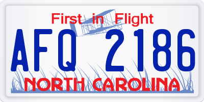 NC license plate AFQ2186