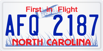 NC license plate AFQ2187