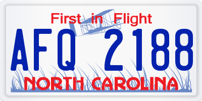 NC license plate AFQ2188