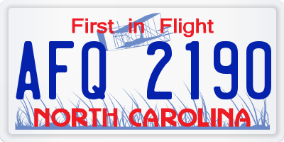 NC license plate AFQ2190