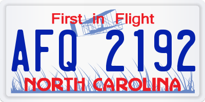 NC license plate AFQ2192