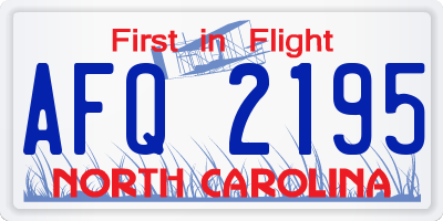 NC license plate AFQ2195