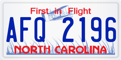 NC license plate AFQ2196