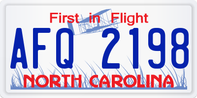 NC license plate AFQ2198