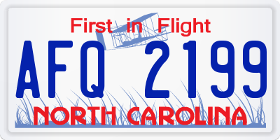 NC license plate AFQ2199