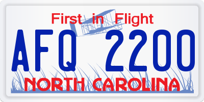 NC license plate AFQ2200