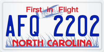 NC license plate AFQ2202