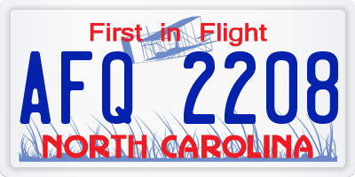 NC license plate AFQ2208