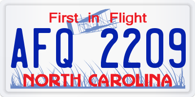 NC license plate AFQ2209