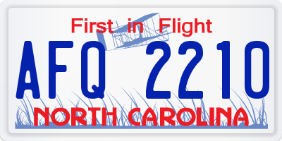 NC license plate AFQ2210