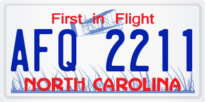 NC license plate AFQ2211