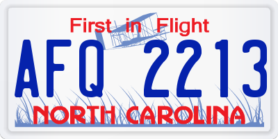 NC license plate AFQ2213