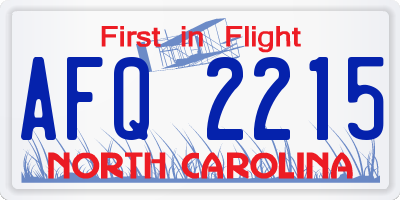 NC license plate AFQ2215