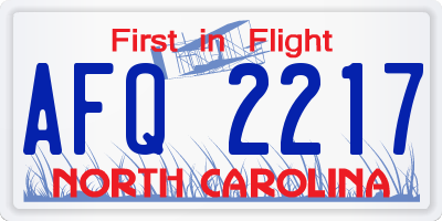 NC license plate AFQ2217