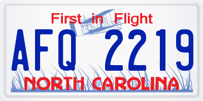 NC license plate AFQ2219