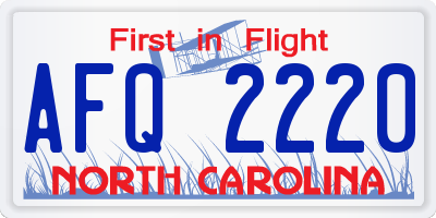 NC license plate AFQ2220