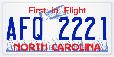 NC license plate AFQ2221