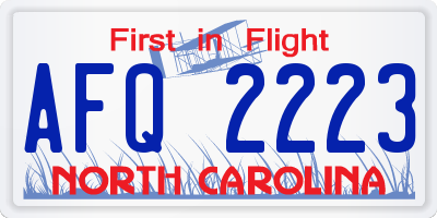 NC license plate AFQ2223