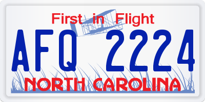 NC license plate AFQ2224