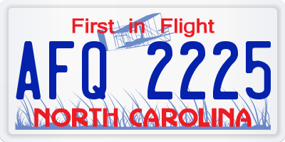 NC license plate AFQ2225