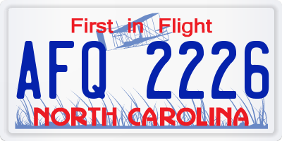 NC license plate AFQ2226