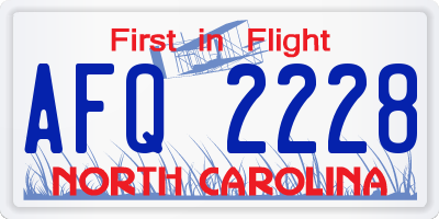 NC license plate AFQ2228