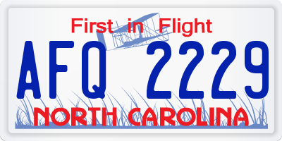 NC license plate AFQ2229
