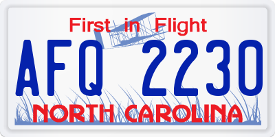 NC license plate AFQ2230