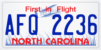 NC license plate AFQ2236
