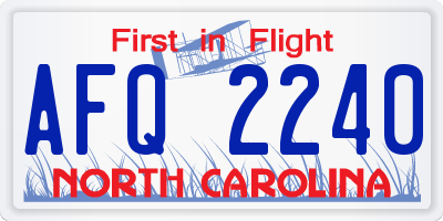 NC license plate AFQ2240