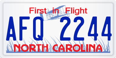 NC license plate AFQ2244