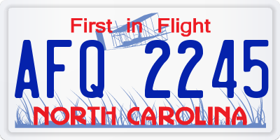 NC license plate AFQ2245