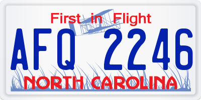 NC license plate AFQ2246