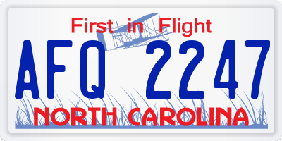 NC license plate AFQ2247
