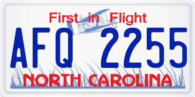 NC license plate AFQ2255