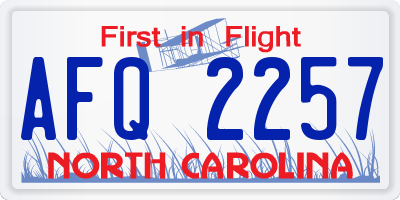 NC license plate AFQ2257