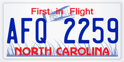 NC license plate AFQ2259