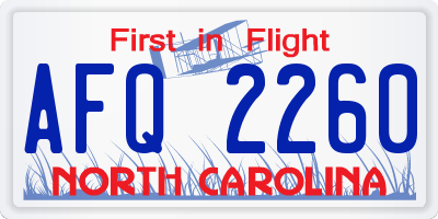 NC license plate AFQ2260