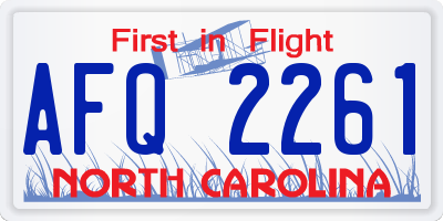 NC license plate AFQ2261