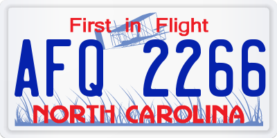 NC license plate AFQ2266