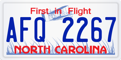 NC license plate AFQ2267