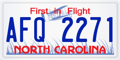 NC license plate AFQ2271