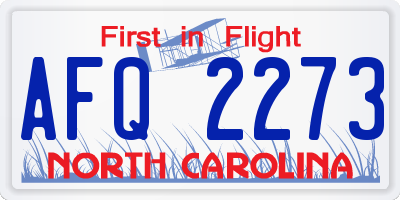 NC license plate AFQ2273