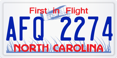 NC license plate AFQ2274