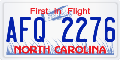 NC license plate AFQ2276