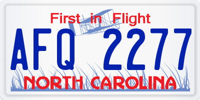 NC license plate AFQ2277