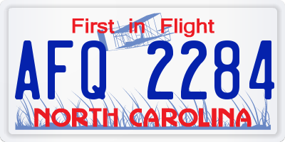 NC license plate AFQ2284