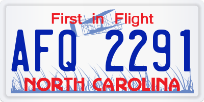 NC license plate AFQ2291