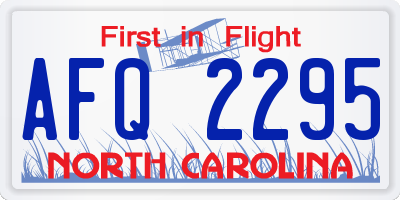 NC license plate AFQ2295