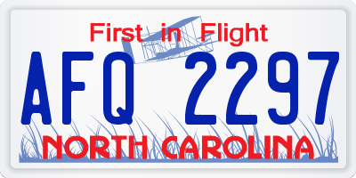NC license plate AFQ2297